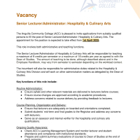 Anguilla Community College -  Senior Lecturer/Administrator: Technical Studies